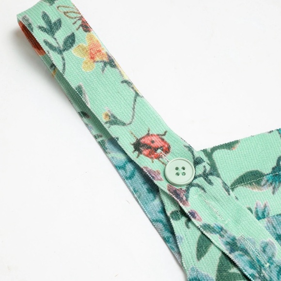 NWT/Cider Mint Floral Pinafore Romper - Picture 2 of 8